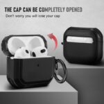 كفر ايربود برو للجيل الأول والثاني - مصنوع من مادة TPU الصديقة للبيئة وضد الخدوش والصدمات - مع ميدالية - لون أسود