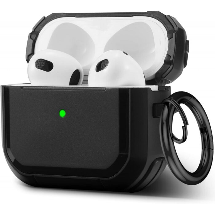 ⁦كفر ايربود برو للجيل الأول والثاني - مصنوع من مادة TPU الصديقة للبيئة وضد الخدوش والصدمات - مع ميدالية - لون أسود⁩ - الصورة ⁦2⁩