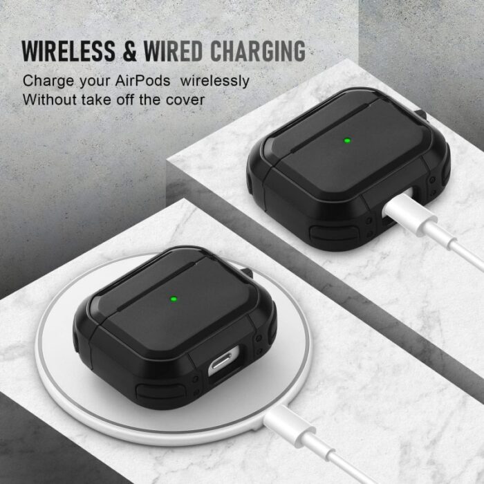 ⁦كفر ايربود برو للجيل الأول والثاني - مصنوع من مادة TPU الصديقة للبيئة وضد الخدوش والصدمات - مع ميدالية - لون أسود⁩ - الصورة ⁦3⁩