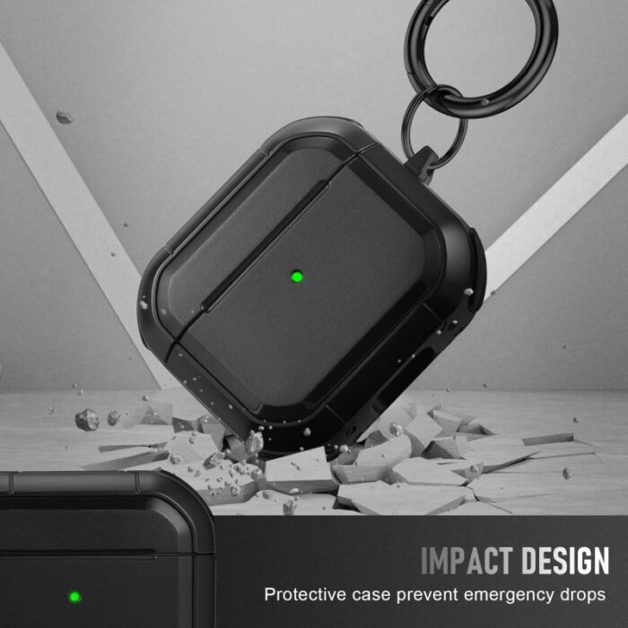 ⁦كفر ايربود برو للجيل الأول والثاني - مصنوع من مادة TPU الصديقة للبيئة وضد الخدوش والصدمات - مع ميدالية - لون أسود⁩ - الصورة ⁦5⁩