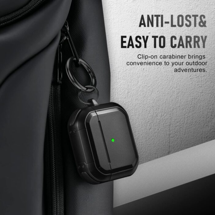 ⁦كفر ايربود برو للجيل الأول والثاني - مصنوع من مادة TPU الصديقة للبيئة وضد الخدوش والصدمات - مع ميدالية - لون أسود⁩ - الصورة ⁦7⁩