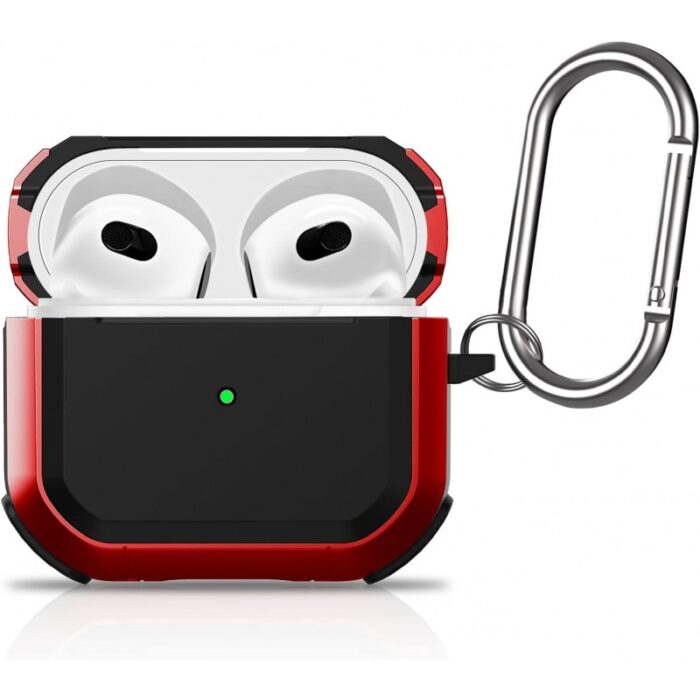⁦كفر ايربود برو للجيل الثاني - مصنوع من مادة TPU الصديقة للبيئة وضد الخدوش والصدمات - مع ميدالية - لون أحمر⁩ - الصورة ⁦4⁩