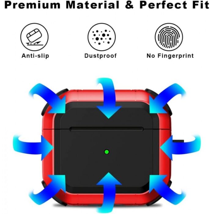 ⁦كفر ايربود برو للجيل الثاني - مصنوع من مادة TPU الصديقة للبيئة وضد الخدوش والصدمات - مع ميدالية - لون أحمر⁩ - الصورة ⁦5⁩