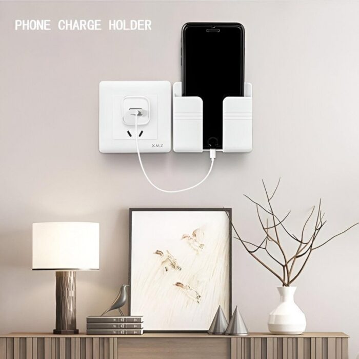 ⁦حامل للجوال والريموت على الحائط - مثالي لشحن هاتفك بأمان⁩ - الصورة ⁦4⁩