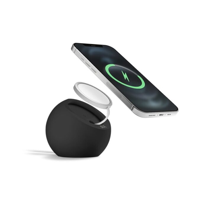 103383879_685ebfd5001d8 حامل كروي للجوال - مصنوع من السيليكون - متوافق مع شاحن لاسلكي MagSafe - أسود - الصورة 1