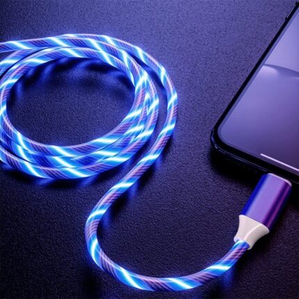 كيبل شحن مع إضاءة LED - من النوع Type C - لون أزرق