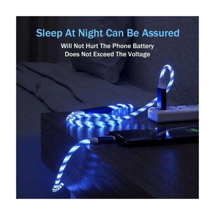 ⁦كيبل شحن مع إضاءة LED - من النوع Type C - لون أزرق⁩ - الصورة ⁦3⁩