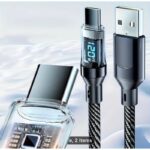 كيبل شحن وناقل بيانات من النوع Type C - مع شاشة LCD مؤشر لسرعة الشحن