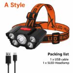 ⁦مصباح رأس كشاف ذات 5 مصابيح LED - ضوء قوي وضد رذاذ الماء - 4 مستويات إضاءة - موديل T21⁩ - الصورة ⁦3⁩