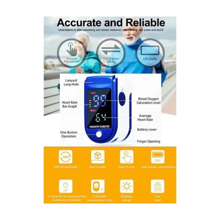 ⁦بكج جهاز رقمي لقياس معدل الأكسجين في الدم مع مقياس حرارة رقمي للأطفال والبالغين⁩ - الصورة ⁦5⁩