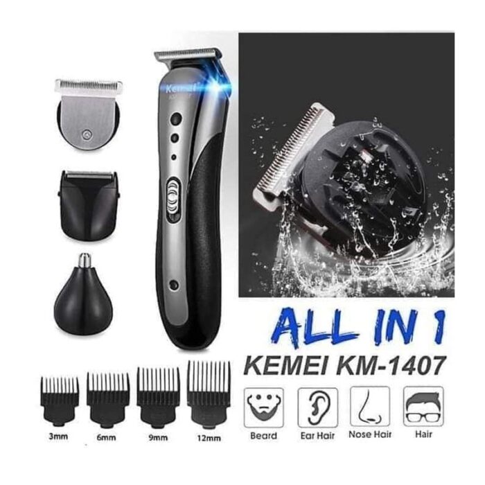 ⁦ماكينة حلاقة كهربائية للشعر واللحية وشعر الأنف- قابلة للشحن للرجال متعددة الوظائف - ماركة Kemei -1408⁩ - الصورة ⁦1⁩