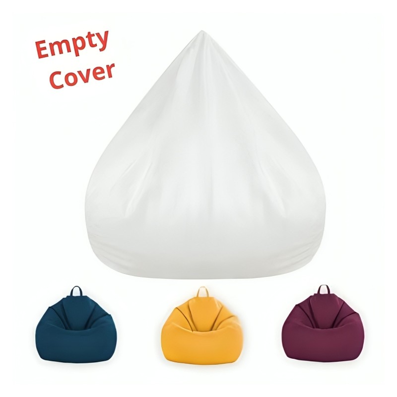 ⁦بدون حشو غطاء أريكة Bean Bag - مثالية لتخزين الالعاب المحشوة أو ملئها بقطن واستخدامها كأريكة مريحة- - حجم وسط  - لون أبيض⁩ - الصورة ⁦1⁩