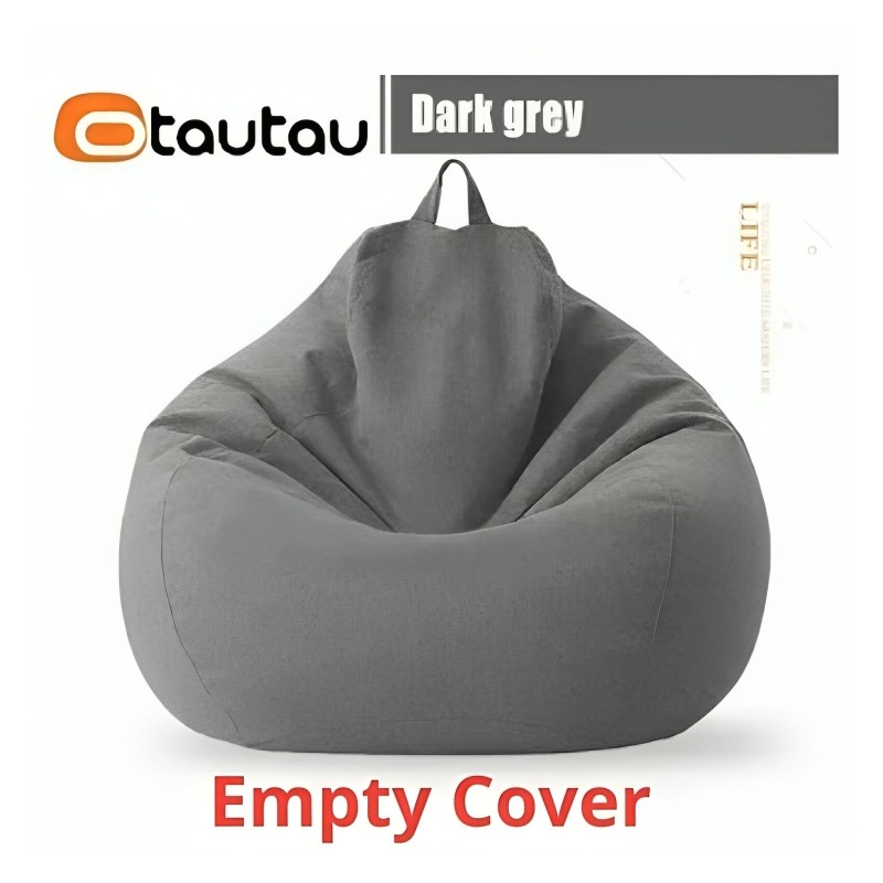 ⁦غطاء قماشي أريكة بدون حشو Bean Bag - مثالية لتخزين الالعاب المحشوة أو ملئها بقطن واستخدامها كأريكة مريحة- حجم كبير  - لون رمادي داكن⁩ - الصورة ⁦1⁩