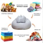 ⁦غطاء قماشي أريكة بدون حشو Bean Bag - مثالية لتخزين الالعاب المحشوة أو ملئها بقطن واستخدامها كأريكة مريحة- حجم كبير  - لون رمادي داكن⁩ - الصورة ⁦2⁩