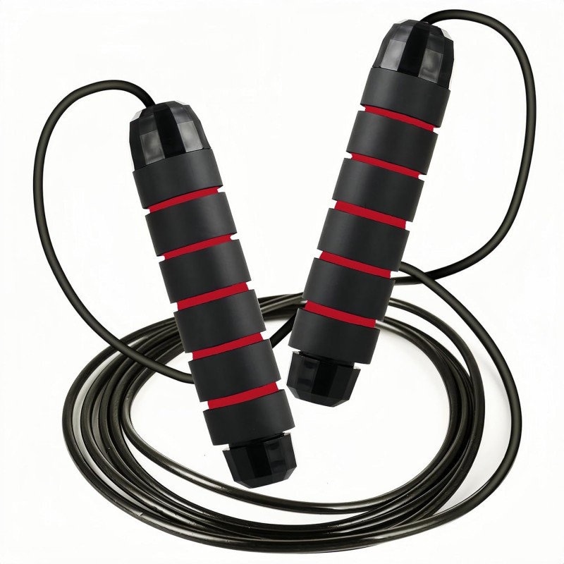 ⁦حبل قفز طويل 280 سم -إمكانية تعديل طول الحبل-  مع مقابض إسفنجية للتدريبات المنزلية واللياقة البدنية⁩ - الصورة ⁦1⁩