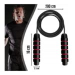 ⁦حبل قفز طويل 280 سم -إمكانية تعديل طول الحبل-  مع مقابض إسفنجية للتدريبات المنزلية واللياقة البدنية⁩ - الصورة ⁦3⁩