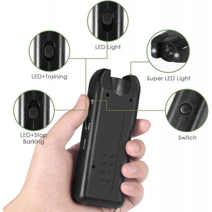 ⁦جهاز طارد للكلاب 3 في 1، يعمل بالموجات فوق الصوتية لمنع نباح الكلاب مع مصباح يدوي LED مزدوج - آمن على الانسان والحيوان⁩ - الصورة ⁦4⁩