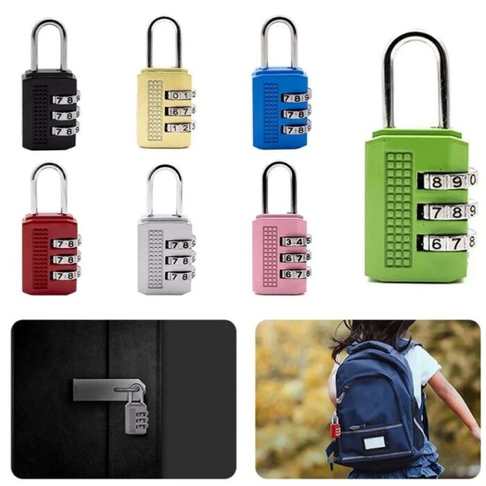 ⁦قفل حجم صغير بأرقام سرية - مصنوع من سبائك الزنك القوي - مثالي لحقائب السفر والدراجات⁩ - الصورة ⁦2⁩