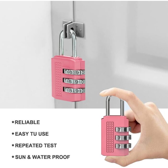 ⁦قفل حجم صغير بأرقام سرية - مصنوع من سبائك الزنك القوي - مثالي لحقائب السفر والدراجات⁩ - الصورة ⁦3⁩