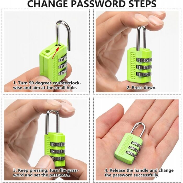 ⁦قفل حجم صغير بأرقام سرية - مصنوع من سبائك الزنك القوي - مثالي لحقائب السفر والدراجات⁩ - الصورة ⁦6⁩