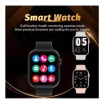 ⁦ساعة ذكية شاشة ملونة تعمل باللمس الكامل 1.73 إنش لاجراء المكالمات ومراقبة ضغط الدم والاكسجين واللياقة البدنية - حزام سيليكون لون أسود - ماركة Laxasfit⁩ - الصورة ⁦2⁩