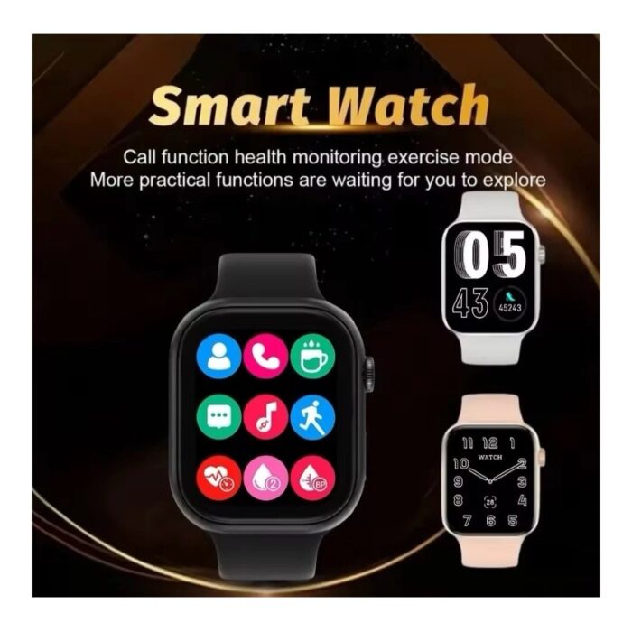 ⁦ساعة ذكية شاشة ملونة تعمل باللمس الكامل 1.73 إنش لاجراء المكالمات ومراقبة ضغط الدم والاكسجين واللياقة البدنية - حزام سيليكون لون أسود - ماركة Laxasfit⁩ - الصورة ⁦2⁩