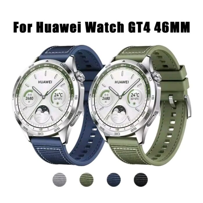 103383929_685ec0644613c حزام ساعة ذكية متوافق مع ساعة هواوي GT4 - للرجال والنساء - ضد الماء - مقاس 22 ملي - لون أسود - الصورة 1