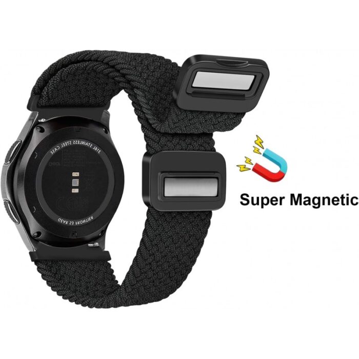 ⁦حزام ساعة هواوي GT4 - مصنوع من النايلون الناعم عالي الجودة وقابل للتمدد - لون أسود - مقاس 22mm⁩ - الصورة ⁦3⁩
