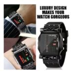 ⁦ساعة يد ماتريكس رجالية دقيقة لرواد الفضاء - تظهر اليوم والاسبوع والشهر ، بإضاءة LED، تعمل بنظام ثنائي، مناسبة للاستخدام اليومي - لون أسود مع فضي⁩ - الصورة ⁦3⁩