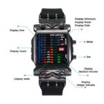 ⁦ساعة يد ماتريكس رجالية دقيقة لرواد الفضاء - تظهر اليوم والاسبوع والشهر ، بإضاءة LED، تعمل بنظام ثنائي، مناسبة للاستخدام اليومي - لون أسود مع فضي⁩ - الصورة ⁦4⁩