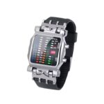 ⁦ساعة يد ماتريكس رجالية دقيقة لرواد الفضاء - تظهر اليوم والاسبوع والشهر ، بإضاءة LED، تعمل بنظام ثنائي، مناسبة للاستخدام اليومي - لون أسود مع فضي⁩ - الصورة ⁦5⁩