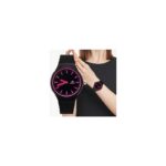 ساعة يد كوارتز للصبايا - حزام سيليكون ناعم - لون أسود مع زهري