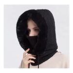 ⁦طنطور شتوي للنساء - من الصوف الناعم مع قناع ورباط قابل للتعديل- لون أسود⁩ - الصورة ⁦3⁩