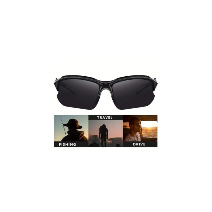 ⁦نظارة رياضية عصرية حساسة للضوء للرجال والنساء، مقاومة للرياح ومناسبة أثناء الجري والقيادة - لون أسود مع أبيض⁩ - الصورة ⁦2⁩