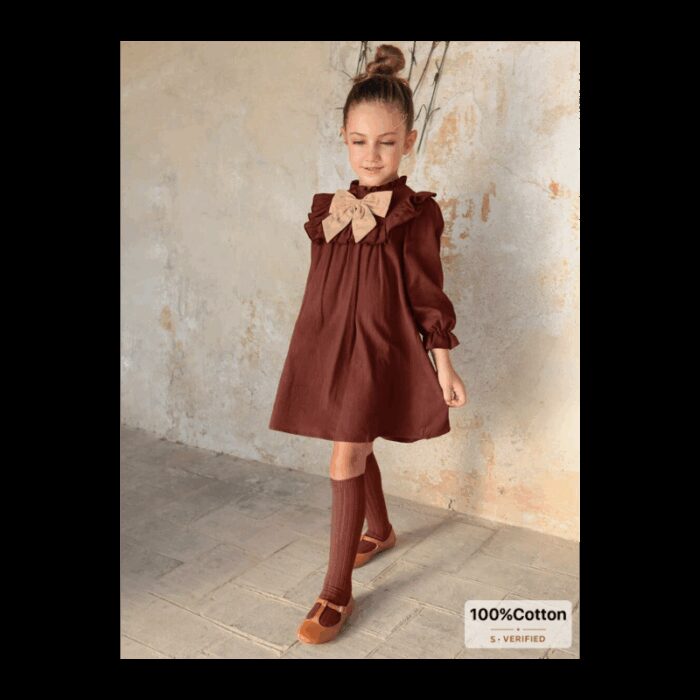 ⁦فستان بناتي لون بني⁩ - الصورة ⁦2⁩