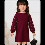 فستان بناتي لون خمري