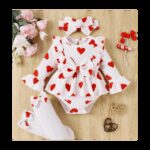 رومبير لطيف بنقشة قلب وزينة فيونكة لطفلة صغيرة