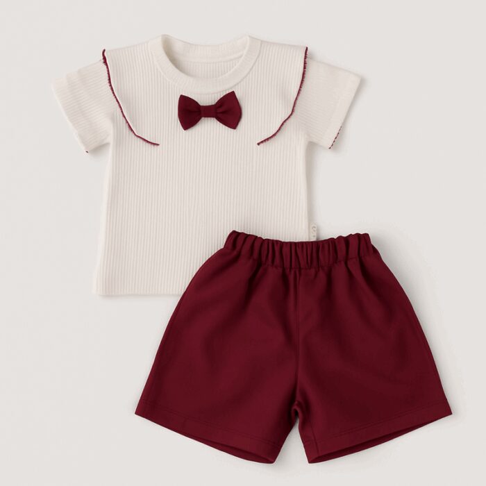 103384180_685ec305c82a7 طقم قطعتين للأطفال لون خمري وأبيض - الصورة 1