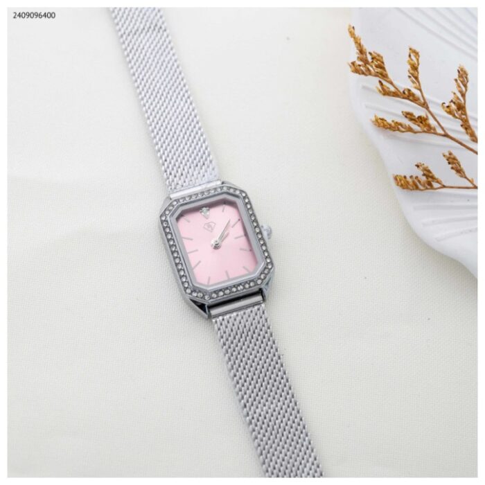 103384300_685ec3d73debf ساعة نسائية مستطيلة مع زركون (اللون: فضي وزهري) - الصورة 1