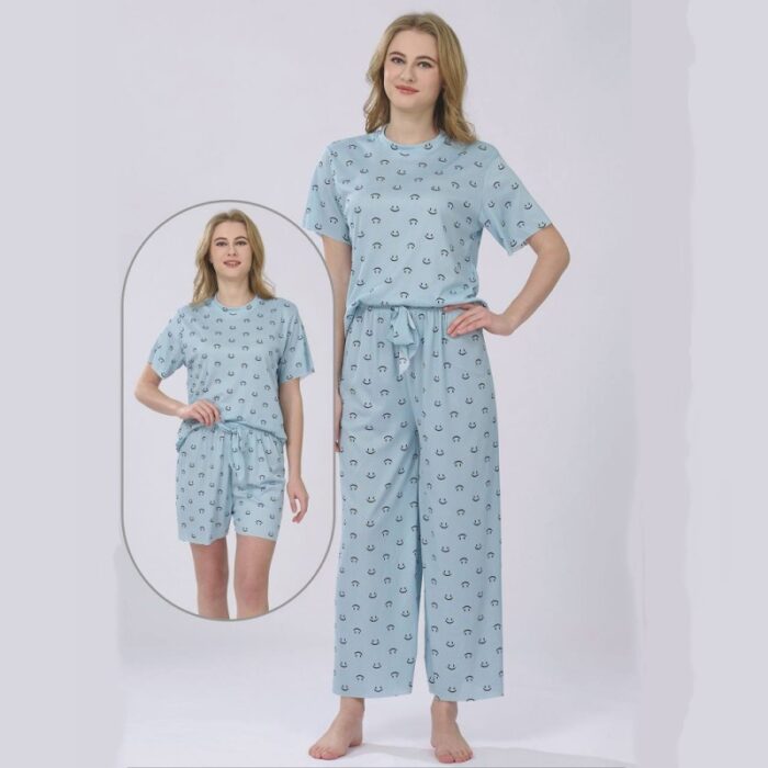 103384355_685ec4470aa93 بجامة ستاتي ثلاث قطع بلبس ون سايز لون ازرق سماوي - الصورة 1