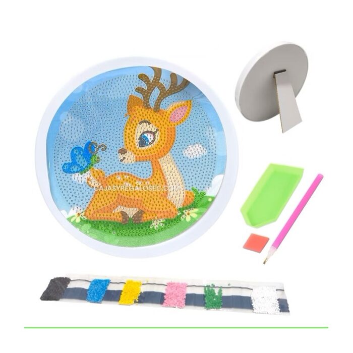 103384378_685ec4981dcb7 برواز دائري خرز برسوم غزال قطر 17 سم - الصورة 1