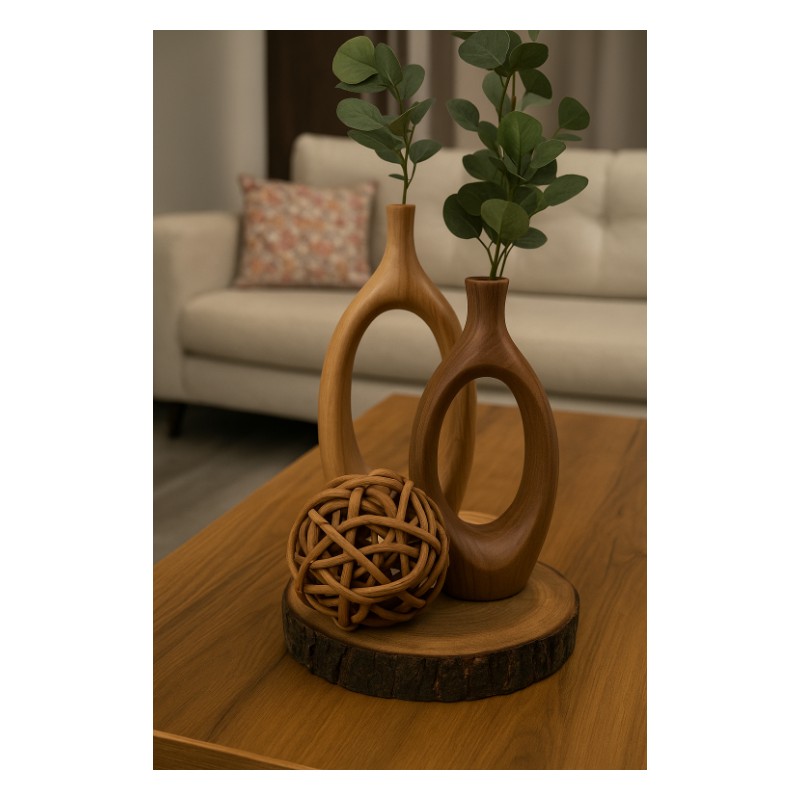 ⁦طقم تحف حجمين مزهرية (قطعتين) لون كرميدي⁩ - الصورة ⁦1⁩