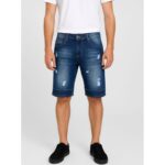 شورت جينز للرجال لون أزرق