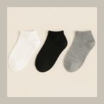 جوارب قطنية منlibras قصيرة للرجال (3 أزواج) بألوان مختلفة أسود أبيض سكني