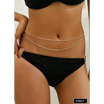 سنسال خصر قطعتين للنساء لون ذهبي