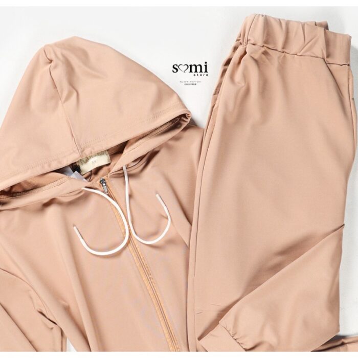 ⁦طقم صيفي للصبايا جاكيت وبنطلون لون بني⁩ - الصورة ⁦2⁩