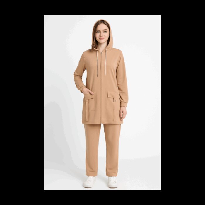 ⁦طقم صيفي للصبايا جاكيت وبنطلون لون بني⁩ - الصورة ⁦4⁩