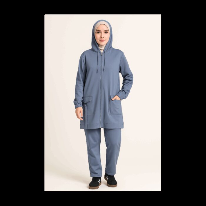 ⁦طقم صيفي للصبايا جاكيت وبنطلون لون بترولي⁩ - الصورة ⁦4⁩