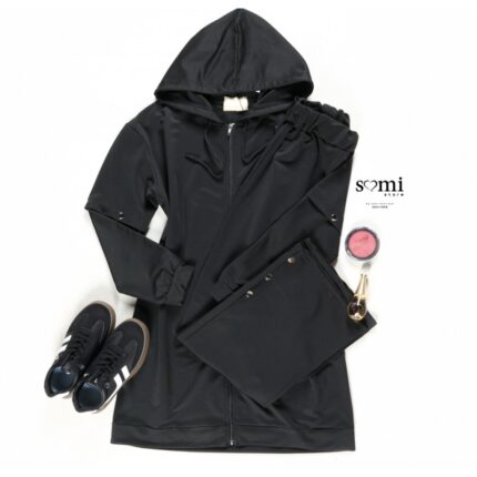 طقم صيفي للصبايا جاكيت وبنطلون لون أسود