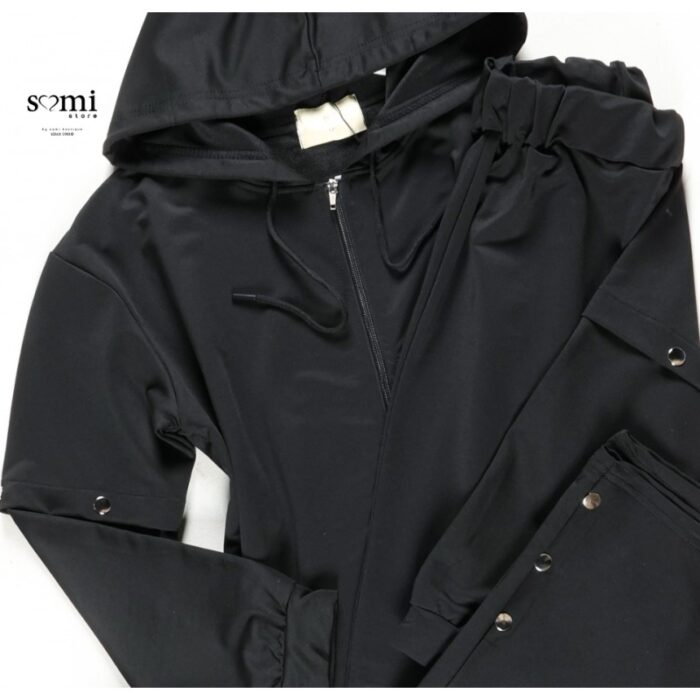 ⁦طقم صيفي للصبايا جاكيت وبنطلون لون أسود⁩ - الصورة ⁦3⁩